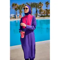 Turkishsouq Paarse, bescheiden badmode Burkini-set met volledige dekking