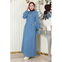 Turkishsouq Rits Detailed Denim Jurk Lichtblauw