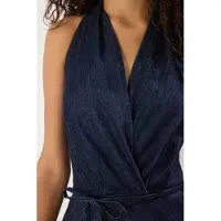 Turkishsouq Marineblauwe, rechte, mouwloze maxi-jurk voor dames, geschikt voor dagelijks gebruik.