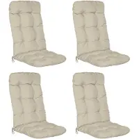 Beautissu Flair HL – Set van 4 Tuinstoelkussens Hoge Rug – 120x50 cm – Natuur – Tuinkussen in Matraskussen Kwaliteit
