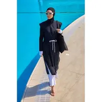 Turkishsouq Zwarte islamitische badkleding Burkini-set met volledige dekking