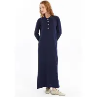 Turkishsouq Dames Overhemd Kraag Detailed Half stolp Thin Seasonal Cold Yarn Gebreide kleding Jurk Marineblauw