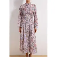 Turkishsouq Lange maxi-jurk met bloemenprint voor dames, casual/dagelijks, A-lijn model, geschikt voor hijab.