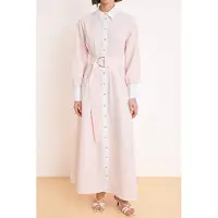 Turkishsouq Marineblauwe gestreepte maxi-jurk voor dames, casual/dagelijks, skatermodel met hijab