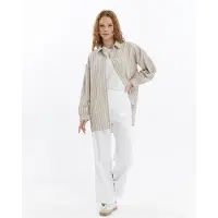 Turkishsouq Dames Dubbel Crêpe Grassteek Detailed Met zakken Palazzo-broek Wit