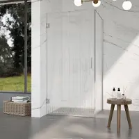 FortiFura Galeria Douchecabine - 120x80x200cm - scharnieren - deurgreep - stabilisatiestang - helder geribbeld - veiligheidsglas - Geborsteld RVS PVD (Rvs) SW1208820/SW1122566/SW797908/SW797953