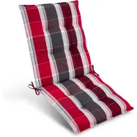 Beautissu Sun-NL – Premium Lage Rugleuning Kussen 100x50 cm – UV-bestendig & 8cm Dik Kussen Tuinstoelkussen Antislip Bevestigingsbanden – Stevige Stof Antraciet Rood Gestreept