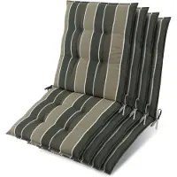 Beautissu Sun-NL – Set van 4 Premium Lage Rugleuning Kussen 100x50 cm - UV-bestendig & 8cm Dik Kussen Tuinstoelkussen Antislip Bevestigingsbanden – Stevige Stof Groen Gestreept