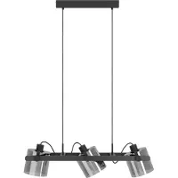 Eglo 3L hanglamp Hornwood 2 zwart met smoke glas