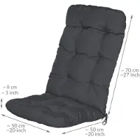 Beautissu Flair HL – Set van 6 Tuinstoelkussens Hoge Rug – 120x50 cm – Grafiet Grijs – Tuinkussen in Matraskussen Kwaliteit