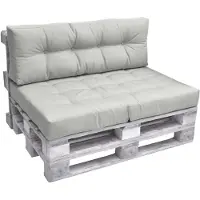 Beautissu Elements – Palletkussen Set – 1x Zitkussen 120x80 cm & 1x Rugkussen 120x40 cm – Licht Grijs