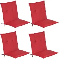Beautissu Loft NL – Set van 4 Tuinkussens Lage Rug 100x50x6 cm Kussen Rood Tuinstoelkussens Zitkussen Tuinstoel