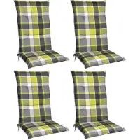 Beautissu Sunny GR – Set van 4 Tuinkussens Hoge Rug 120x50 cm met UV-lichtechtheid Comfortabele Tuinstoel Zitkussen Geel geruit
