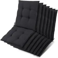 Beautissu Sun-NL – Set van 7 Premium Lage Rugleuning Kussen 100x50 cm - UV-bestendig & 8cm Dik Kussen Tuinstoelkussen Antislip Bevestigingsbanden – Stevige Stof Antraciet Gestreept