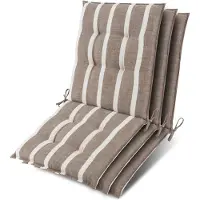 Beautissu Sun-NL – Set van 3 Premium Lage Rugleuning Kussen 100x50 cm - UV-bestendig & 8cm Dik Kussen Tuinstoelkussen Antislip Bevestigingsbanden – Stevige Stof Beige Blanc Gestreept