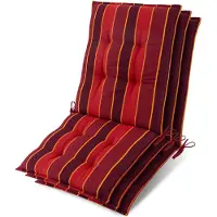 Beautissu Sun-NL – Set van 3 Premium Lage Rugleuning Kussen 100x50 cm - UV-bestendig & 8cm Dik Kussen Tuinstoelkussen Antislip Bevestigingsbanden – Stevige Stof Rood Gestreept