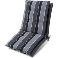 Beautissu Sun-NL – Set van 2 Premium Lage Rugleuning Kussen 100x50 cm - UV-bestendig & 8cm Dik Kussen Tuinstoelkussen Antislip Bevestigingsbanden – Stevige Stof Antraciet Gestreept