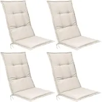 Beautissu Base HL – Set van 4 Tuinstoelkussens Hoge Rug 120x50x6 cm Natuur Kussen voor Tuinstoelen Zitkussen