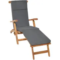 Beautissu LoftLux tuinstoel kussen, 175x45x5 cm, antraciet, voor buiten gebruik