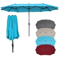 Puluomis - Ronde Parasol - Ø290 cm - Garden Stokparasol - 30° Kantelbaar - Waterdicht - UPF50+ - Hemelsblauw