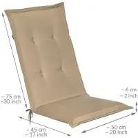 Beautissu Loft HL Tuinkussens Hoge Rug- 120 x 50 cm - Natuur Kussen - Zitkussen UV- Lichtecht Tuinstoelkussen