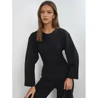 Busem Ronde Hals Lange Mouw Fitted Blouse