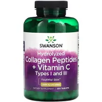 Swanson Health - Gehydrolyseerd Collageen Type I en III + Vitamine C 250 tabletten