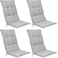 Beautissu Base HL – Set van 4 Tuinstoelkussens Hoge Rug 120x50x6 cm Licht Grijs Kussen voor Tuinstoelen Zitkussen