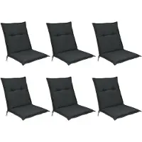 Beautissu Base NL Set 6x Tuinkussens Lage Rug 100 x 50 x 6 cm Kussens Antraciet - Zitkussen Tuinstoel