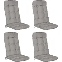 Beautissu Flair HL – Set van 4 Tuinstoelkussens Hoge Rug – 120x50 cm – Grijs – Tuinkussen in Matraskussen Kwaliteit