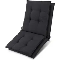 Beautissu Sun-NL – Set van 2 Premium Lage Rugleuning Kussen 100x50 cm - UV-bestendig & 8cm Dik Kussen Tuinstoelkussen Antislip Bevestigingsbanden – Stevige Stof Antraciet Gestreept