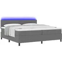 vidaXL LED Box Spring Bed Lichtgrijs en wit 200 x 200 cm Corduroy stof