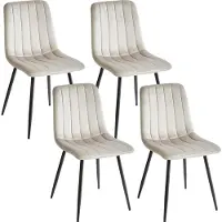Beliani KALISPELL - Eetkamerstoel set van 4 - Beige - Fluweel