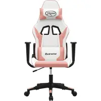 vidaXL Gamingstoel, wit en roze, kunstleer