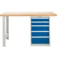 Schäfer Shop TOP-werkbank, Werkbank met kast, 5 schuifladen, basiseenheid, 1500 mm breed