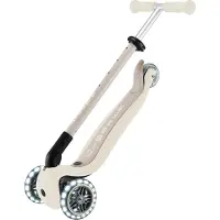 Globber Meegroeistep - Go Up Active Lights Coconut - Beige - lichtgevende wielen - met duwstang - in hoogte verstelbaar - vanaf 15 maanden tot 9 jaar