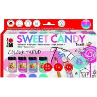 Marabu textilfarbe textil, set sweet candy auf wasserbasis, fr helle textilien, waschbestndig bis 60 grad, lichtecht, unterei