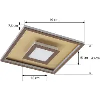 LINDBY LED-plafondlamp Pekela, dimbaar, bruin / roest, Woon-/ Eetkamer, Aluminium, Modern, LED plafondlamp