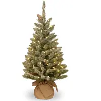 National Tree Company Snowy Burlap kunstkerstboom met LED-verlichting 91 cm