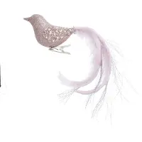 Kurt S. Adler Glinsterende roze vogel kerstornament - 16 cm