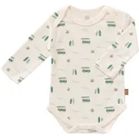 Fresk Romper met Lange Mouwen 0-3 m - Babykleding - Biologisch Katoen - Ecru - Surf Boy