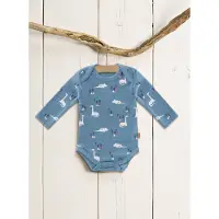 Fresk Romper met Lange Mouwen newborn - Babykleding - Biologisch Katoen - Blauw - Dino