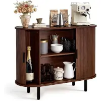 Vevor Dressoir Keukenkast met 2 schuifdeuren, Middeleeuws dressoir voor woonkamer/hal, opbergkast 100 x 40 x 75 cm, walnoot keukenbuffet