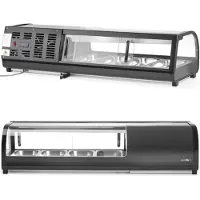 Super Merchant Sushi koelvitrine - rvs - 117,7x42,6x29,6 cm - zwart - 4x GN 1/3 bakken hoogte 40 mm