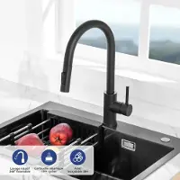 CECIPA MAX Keukenkraan met Uittrekbare Uitloop - Handdouche met Slang - 360° draaibare mengkraan - 2 straalsoorten - Zwart