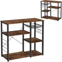 Begryf - Keukenrek - rustiek bruin - met mand en haken - 90x40x84 cm