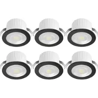 BES LED LED Veranda Spot Verlichting 6 Stuks - Brinton Glowix - 3W 260 lm 38D - Natuurlijk Wit 4000K - Inbouw - Rond - Zwart - Ø44mm Buitenmaat - Ø32mm Zaagmaat