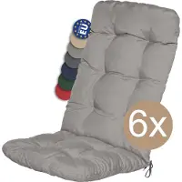 Beautissu Flair HL – Set van 6 Tuinstoelkussens Hoge Rug – 120x50 cm – Licht Grijs– Tuinkussen in Matraskussen Kwaliteit