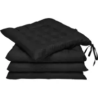 Beautissu Lea – Stoelkussens Eetkamer 40x40 cm – Set van 4 Zitkussen met Lint Zwart