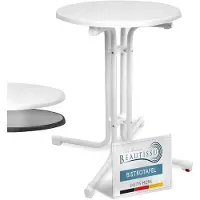 Beautissu Bistroni Bistrotafel Buiten 60 cm - Waterdicht Opvouwbare Ronde Tuintafel Balkontafel - Campingtafel Hoge Tafel - Hoogte 70 cm - Wit